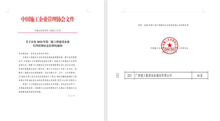 16星！冶建公司履約能力和信用表現(xiàn)良好